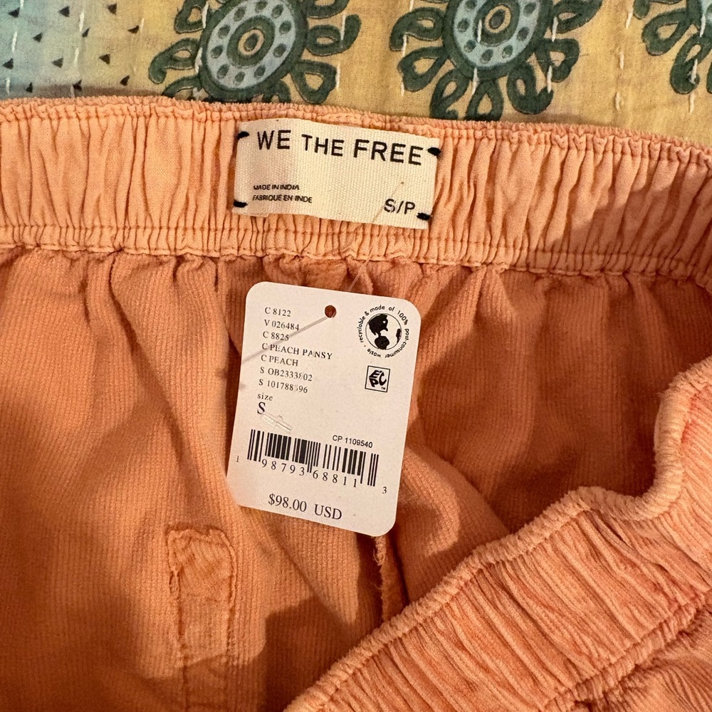 We The Free 100% Cotton Peach Pull On Corduroy Pants - Picture 9 of 10